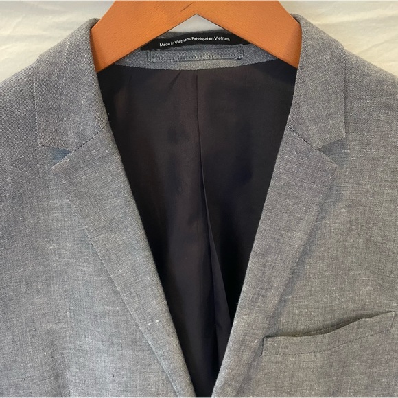 H&M Men's Gray Skinny Fit Linen-Blend Blazer - Size 36R - Picture 6 of 13